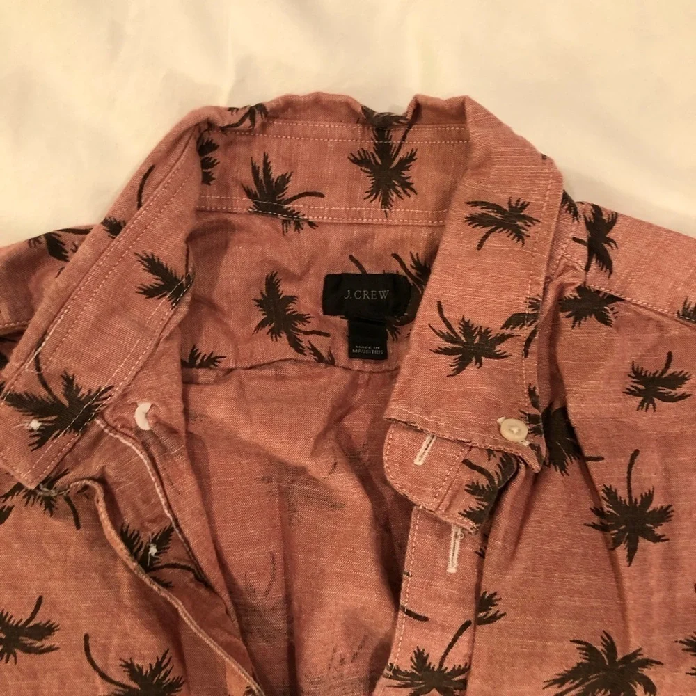 J. Crew Palm Tree Short Sleeve Pullover Shirt